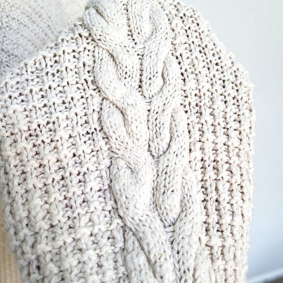FOR THEE Cardigan Sweater Womens XS Cable Knit Open Front Pockets Oversized - Picture 5 of 9